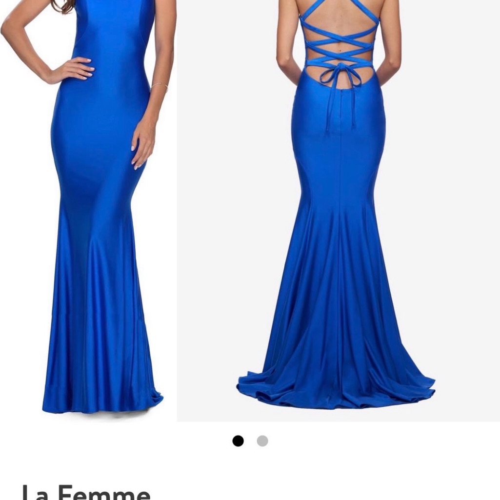 La Femme Sapphire Backless Dress